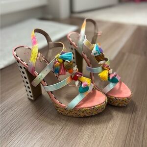 Betsey Johnson Multicolor Tassel Heels